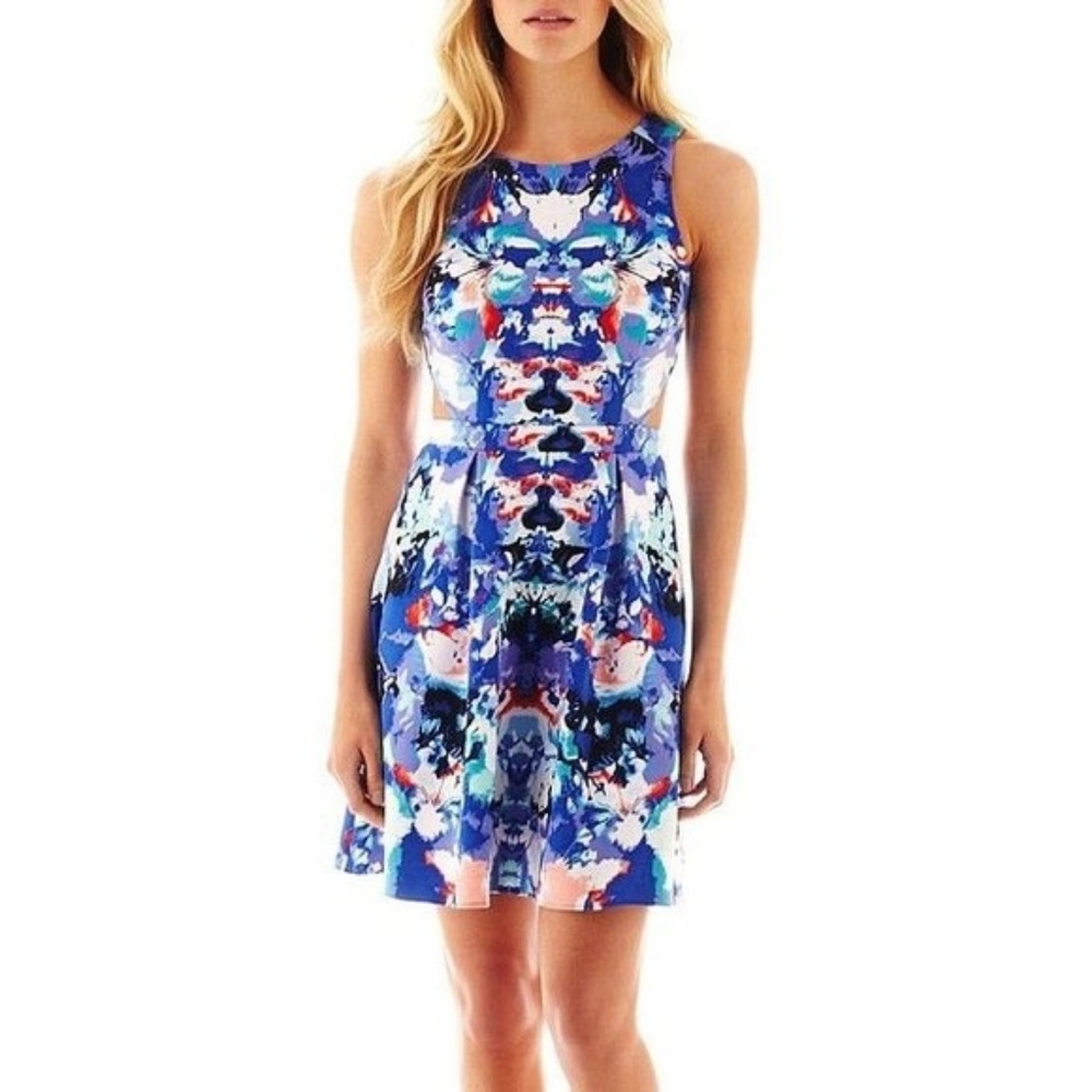 Abstract Print Cut Out Dress